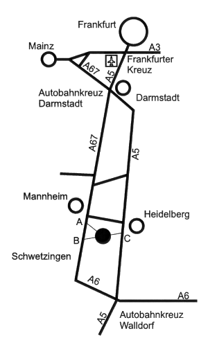 Motorway connections to Schwetzingen